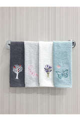 Embroidered 100% Cotton 4-Piece Towel Set 30x50 Cm