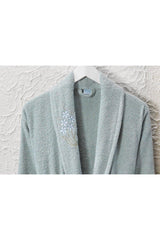 Embroidered Cotton 2 Piece Bathrobe Set | Mint Green - Swordslife