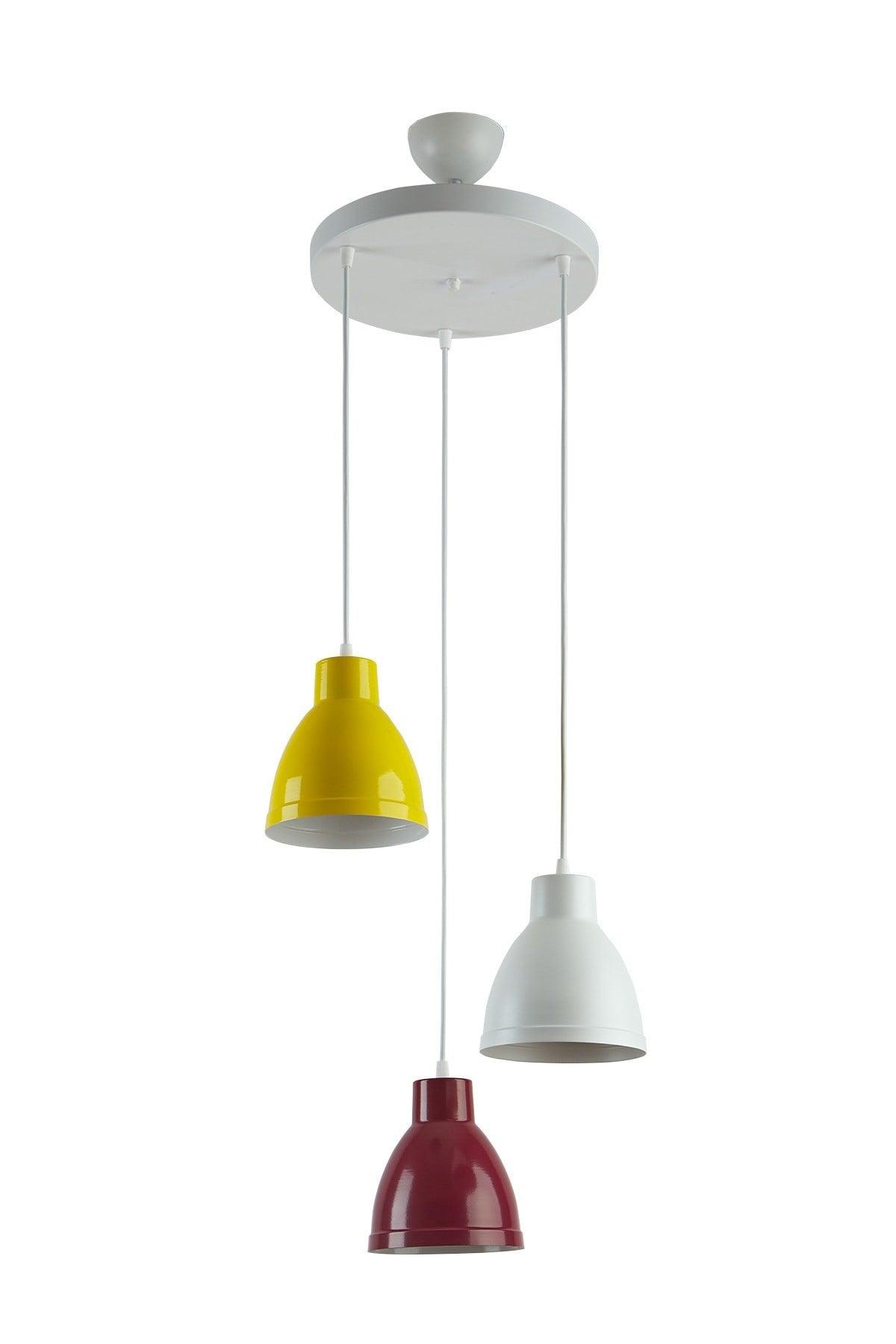 Enzo Special Design Modern Sports Decorative Cafe-kitchen Claret Red - Yellow - White 3 Pcs Suspended Chandelier - Swordslife