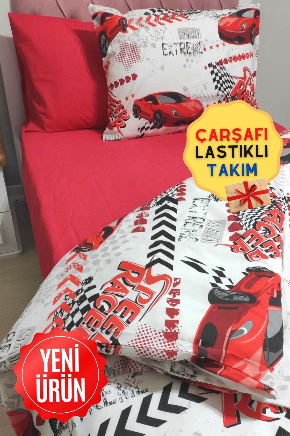 Boy Red Trolley Elastic Bed Linen Single Duvet Cover Set - Swordslife