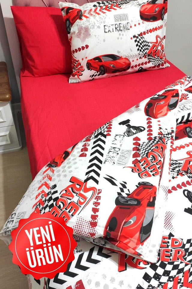 Boy Red Trolley Single Duvet Cover Set - Swordslife