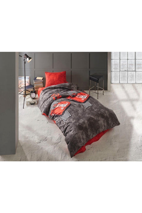 Boys, Kids Duvet Cover Set, Ranforce Cotton, Single, Red Gray - Swordslife