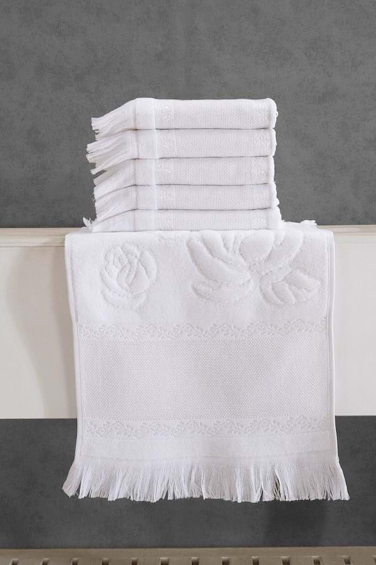 Etamin Kanavice 6 Pieces White 30x50 Kitchen Towel with Embroidered Fringing - Swordslife