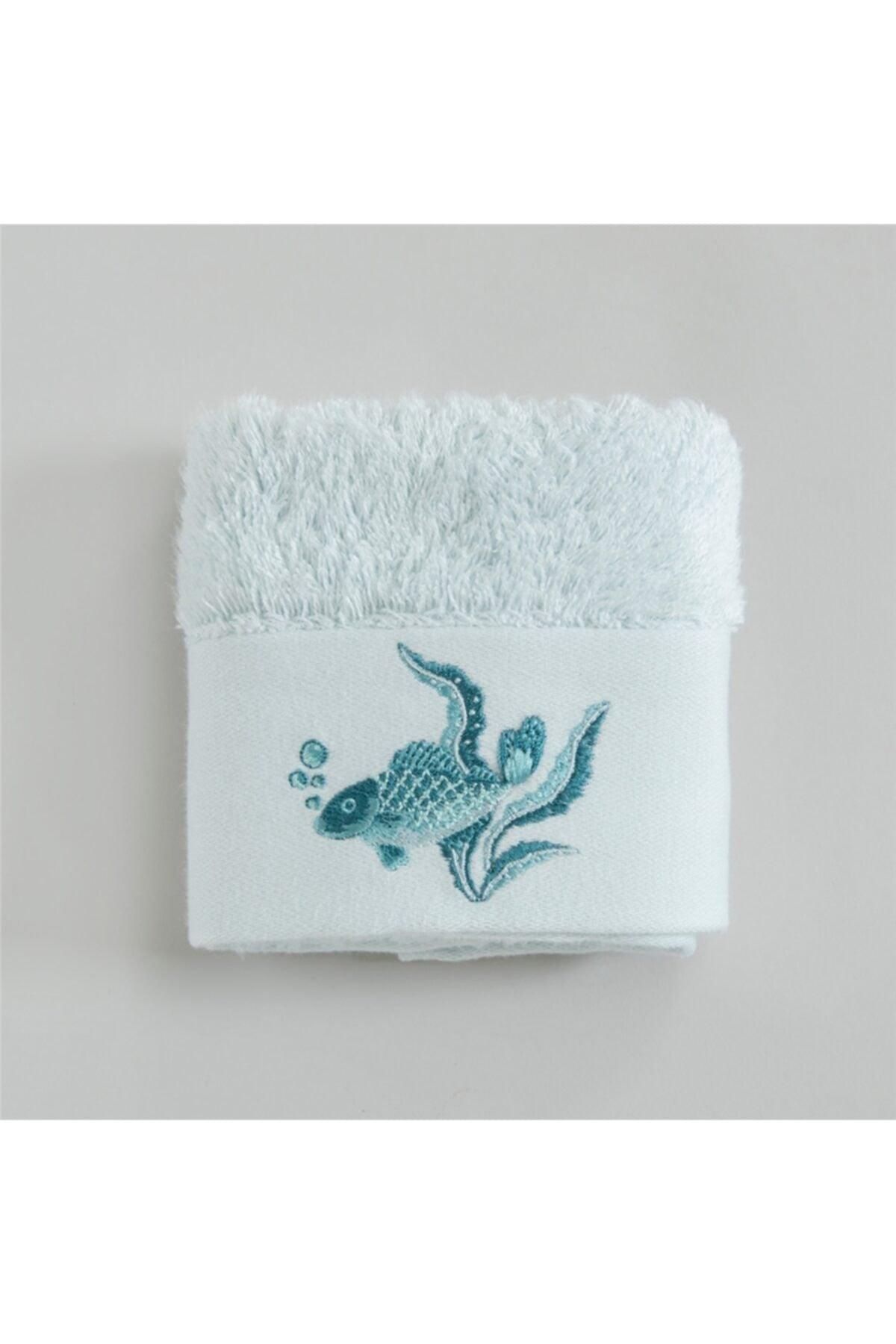 Eva Embroidered Hand Towel 30x50 Cm Open Aqua