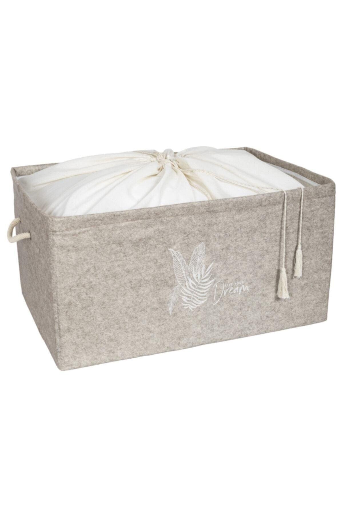 Foldable Felt Box With Fabric Drawstring Bag