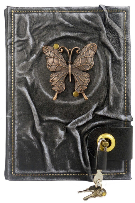 Fairy Butterfly Figured Locked Leather Notebook