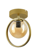 Peri Metal Ring Gold Honey Glass Hall - Kitchen Single Chandelier - Swordslife