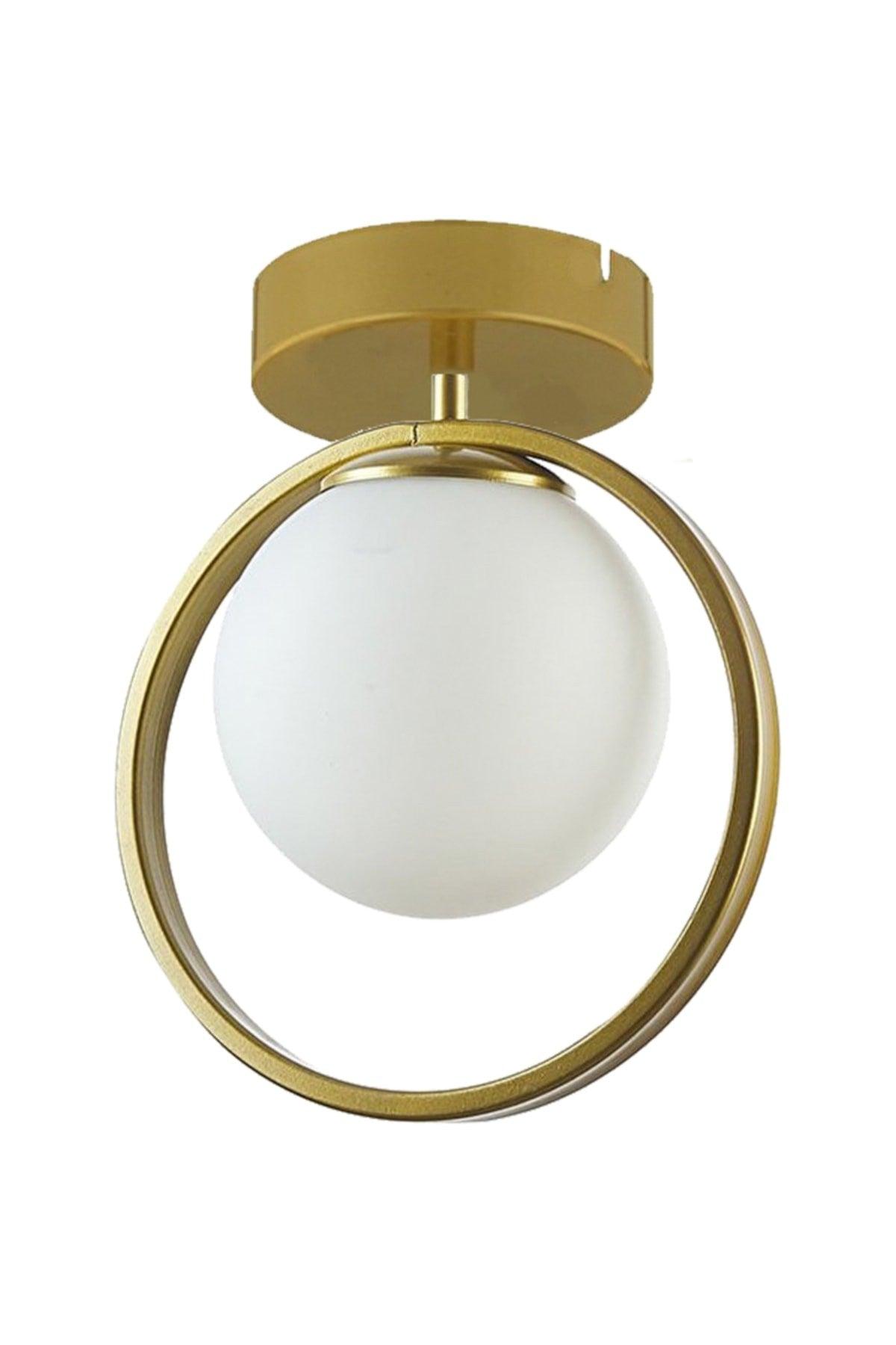 Peri Metal Ring Gold White Hall - Kitchen Single Chandelier - Swordslife