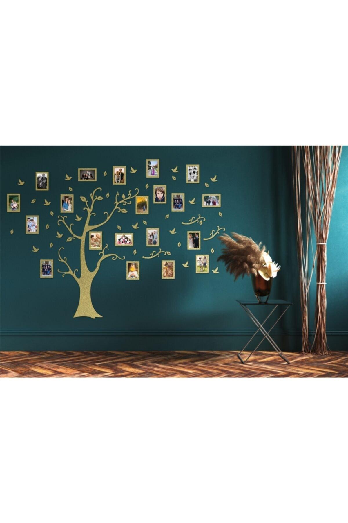 Family Tree Frame Collage - Wooden Pedigree Tree - 20 Frames - Gold (gold) - Swordslife