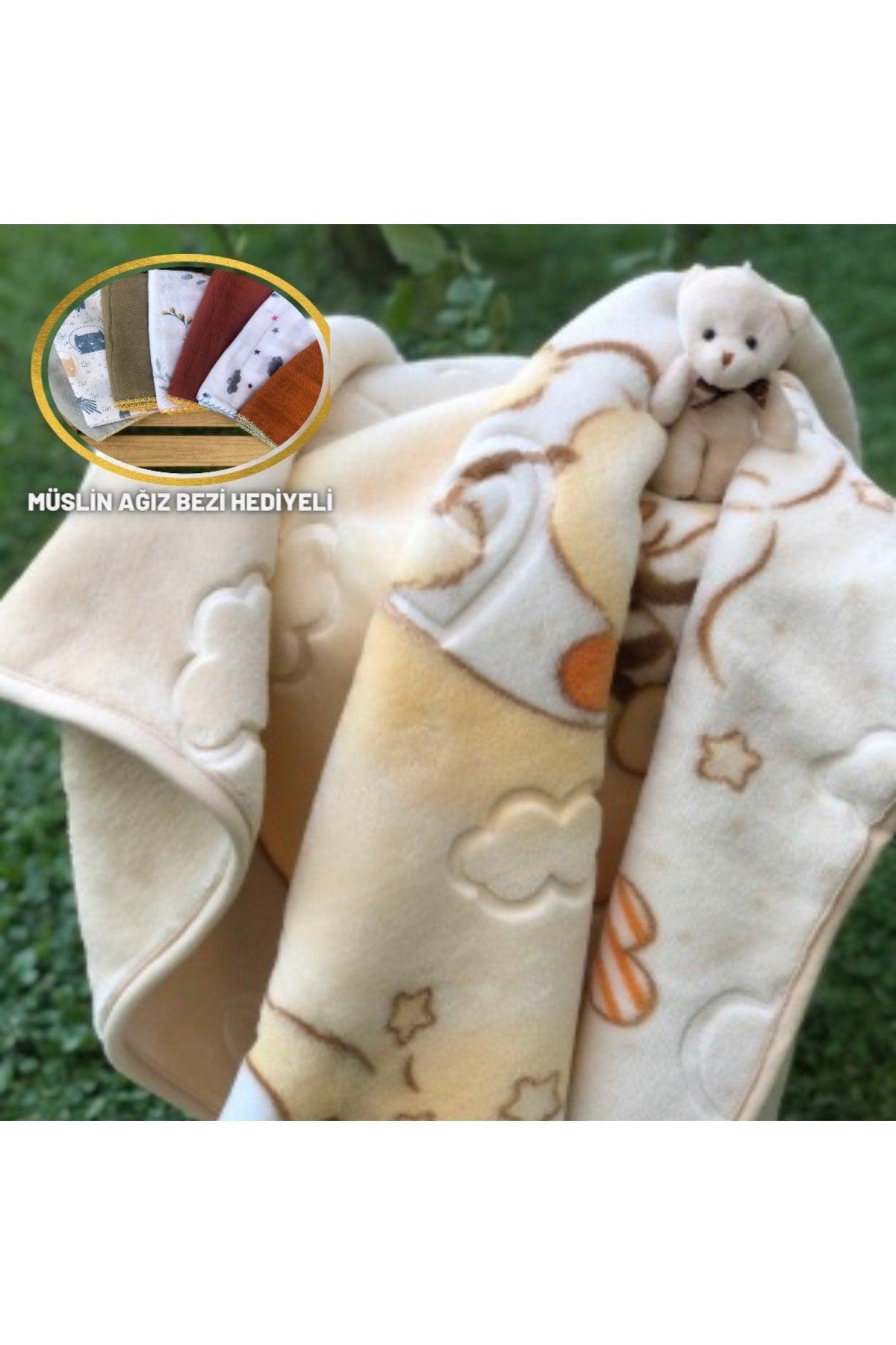 Fashion Mink Tiny Plush Teddy Bear and Muslin Mouth Cloth Gift Baby Blanket - Swordslife