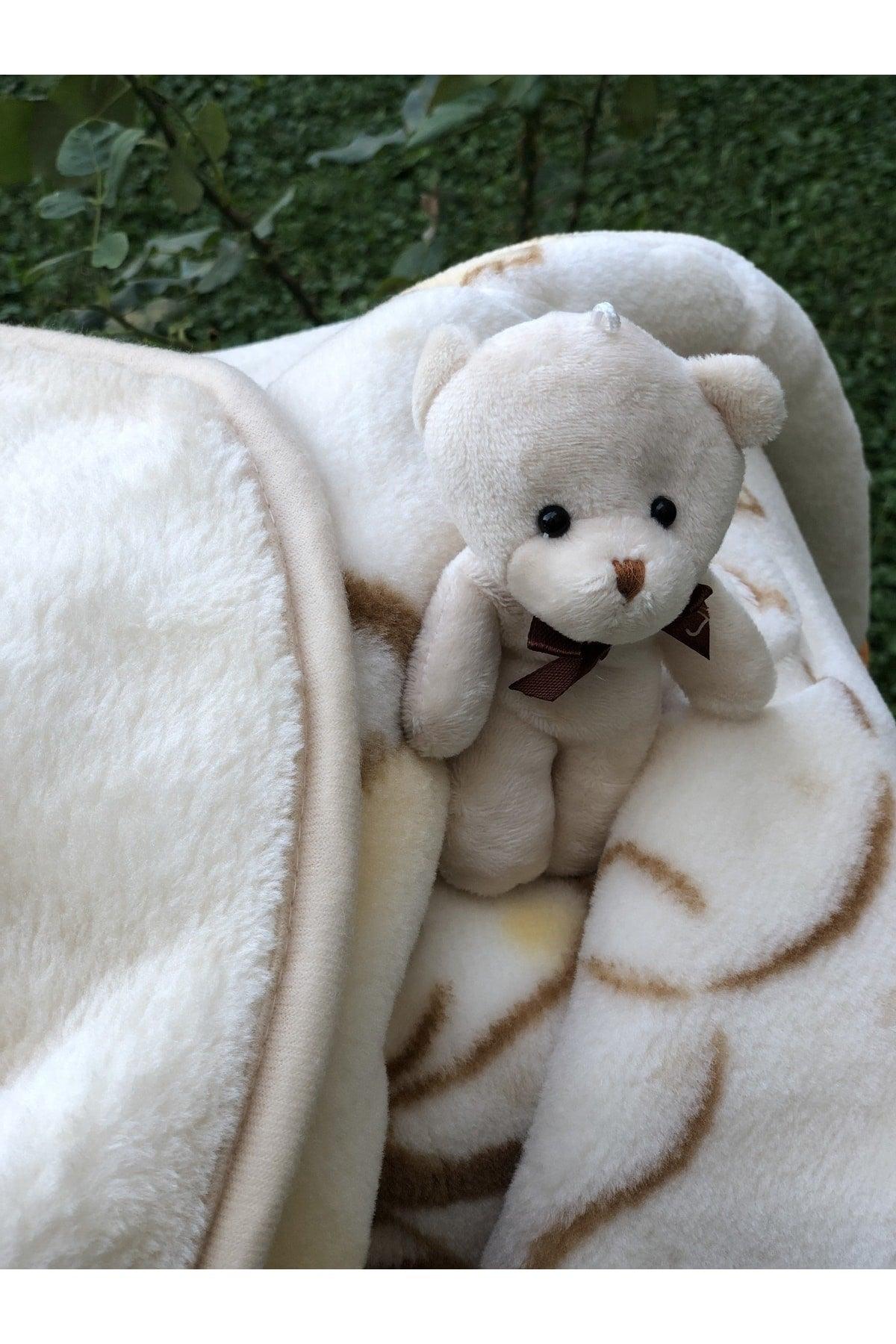 Fashion Mink Tiny Plush Teddy Bear and Muslin Mouth Cloth Gift Baby Blanket - Swordslife