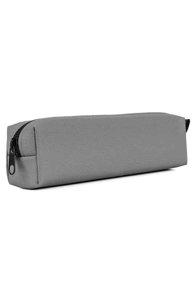 Faux Leather Light Gray Pencil Case