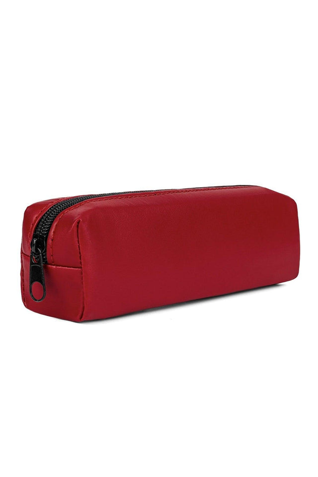 Faux Leather Red Pencil Case