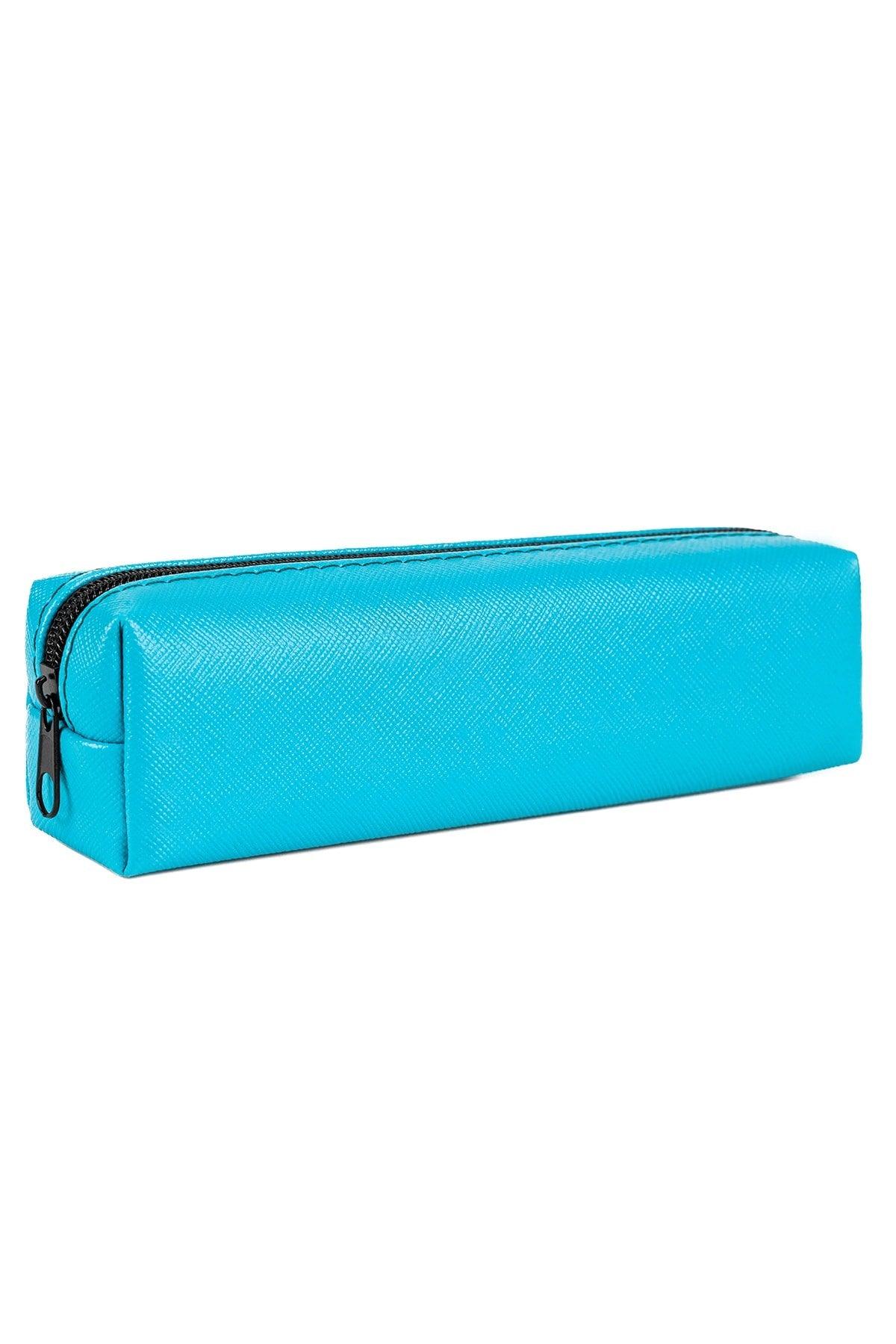 Faux Leather Turquoise Pencil Case