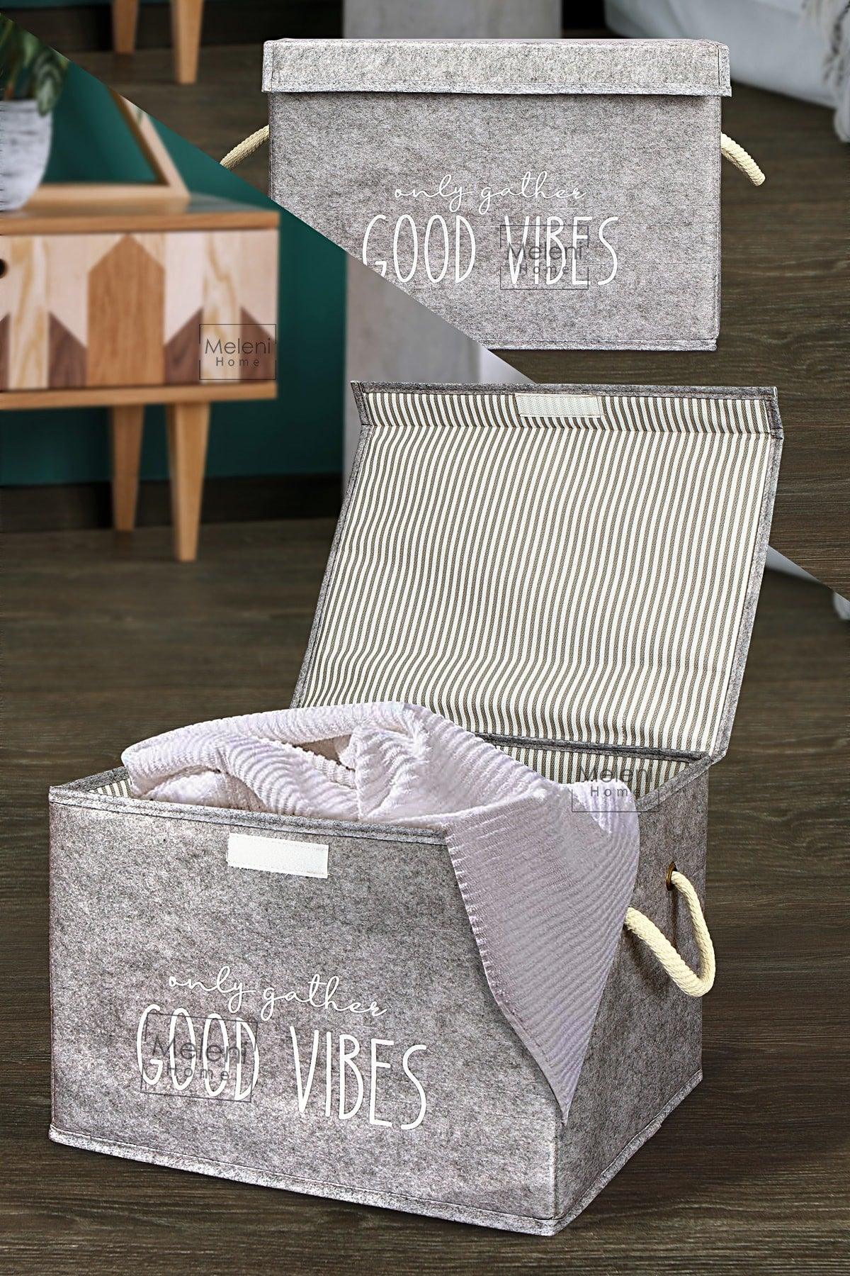 Felt Lid Organizer Mini Box - Multi-Purpose Storage Box Storage Box 35 X 24 X 24 Cm Gray - Swordslife