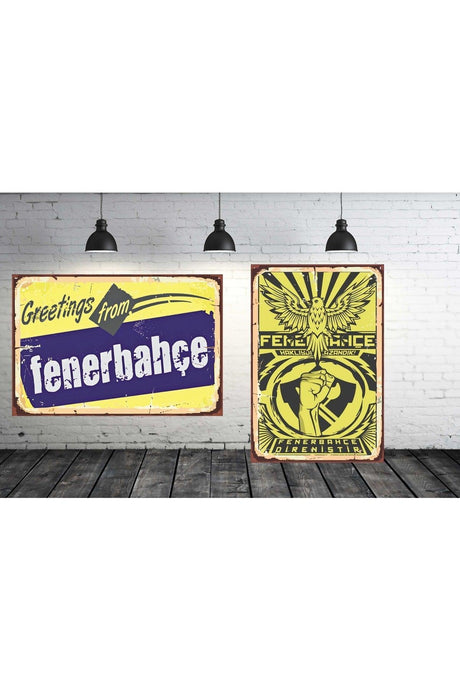 Fenerbahçe Set 2 Pieces 20x30 Cm Retro Wooden Table - Swordslife