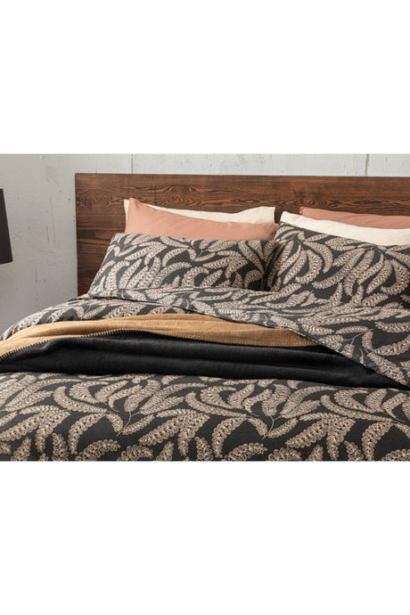 Fern Cotton Double Duvet Cover Set 200x220 Cm Black - Swordslife