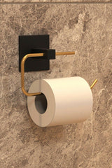 Fine Black Gold Adhesive Open Paper Holder, Toilet Paper Holder Adhesive - Swordslife