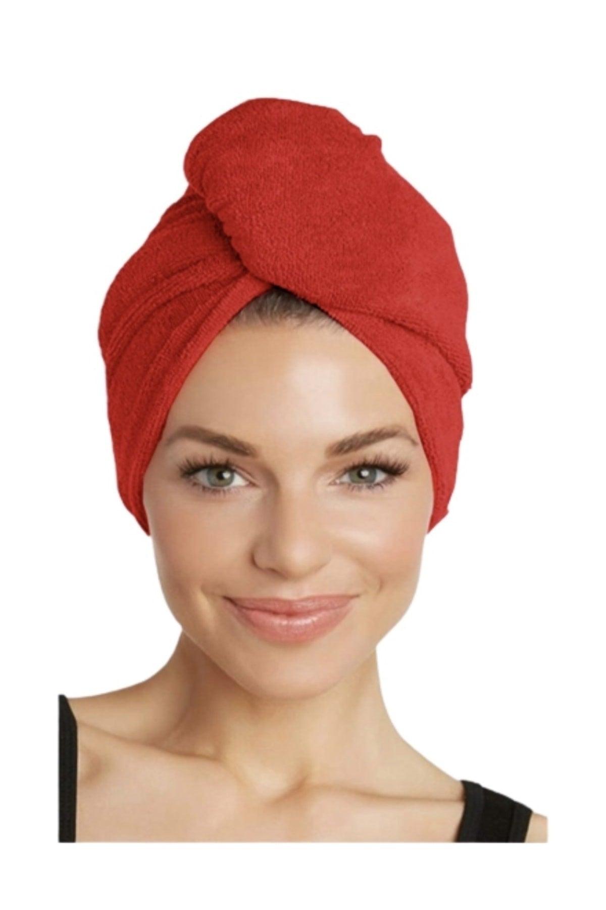 Flach 2 Pieces Hair Towel with Buttons Hair Cap Cotton - Swordslife