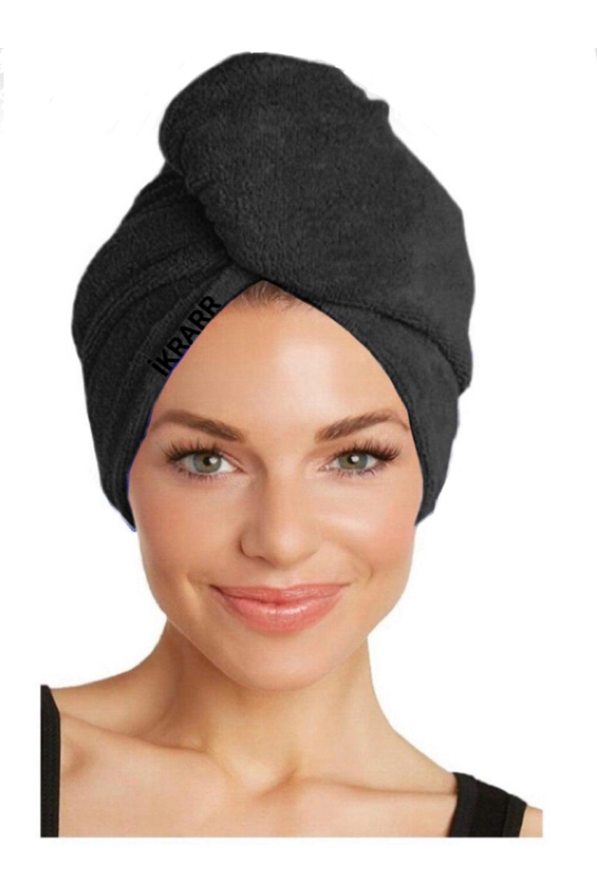 Flach Buttoned Hair Cap Hair Towel 100% Cotton Ecru - Swordslife