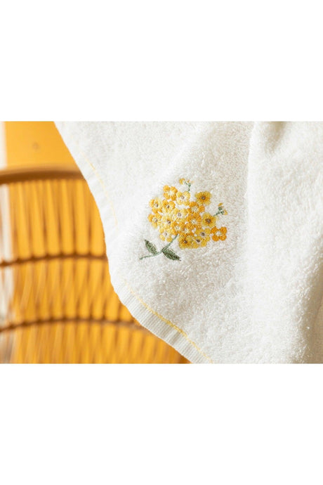 Fleur Cotton Embroidered Hand Towel 30x40 Cm White - Swordslife