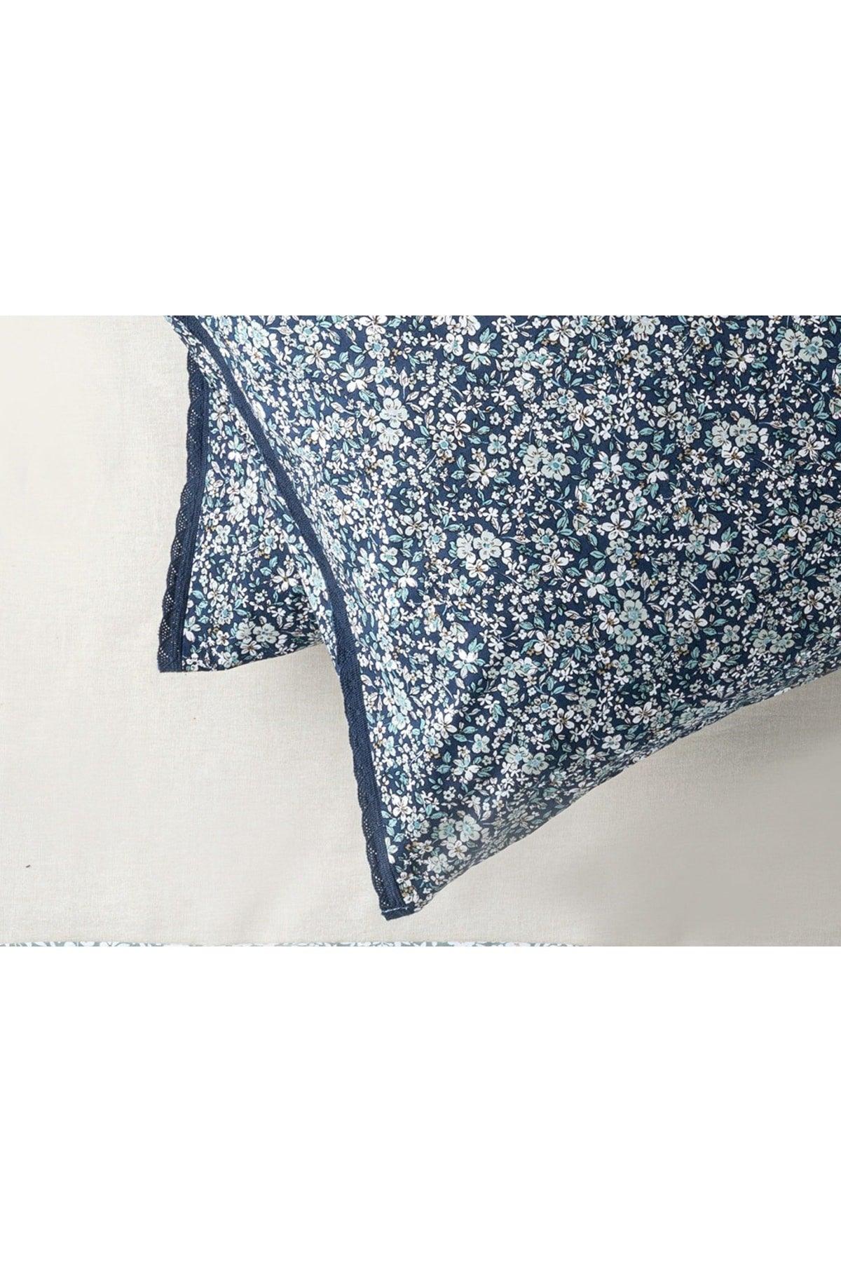 Fleur De Nuit Cotton 2-Pack Pillowcase 50x70 Cm Navy Blue - Swordslife