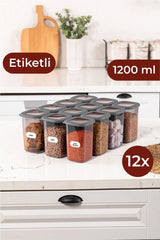 Square Food Storage Container with Foly Label Set of 12 Medium 1.2 Liter - Swordslife