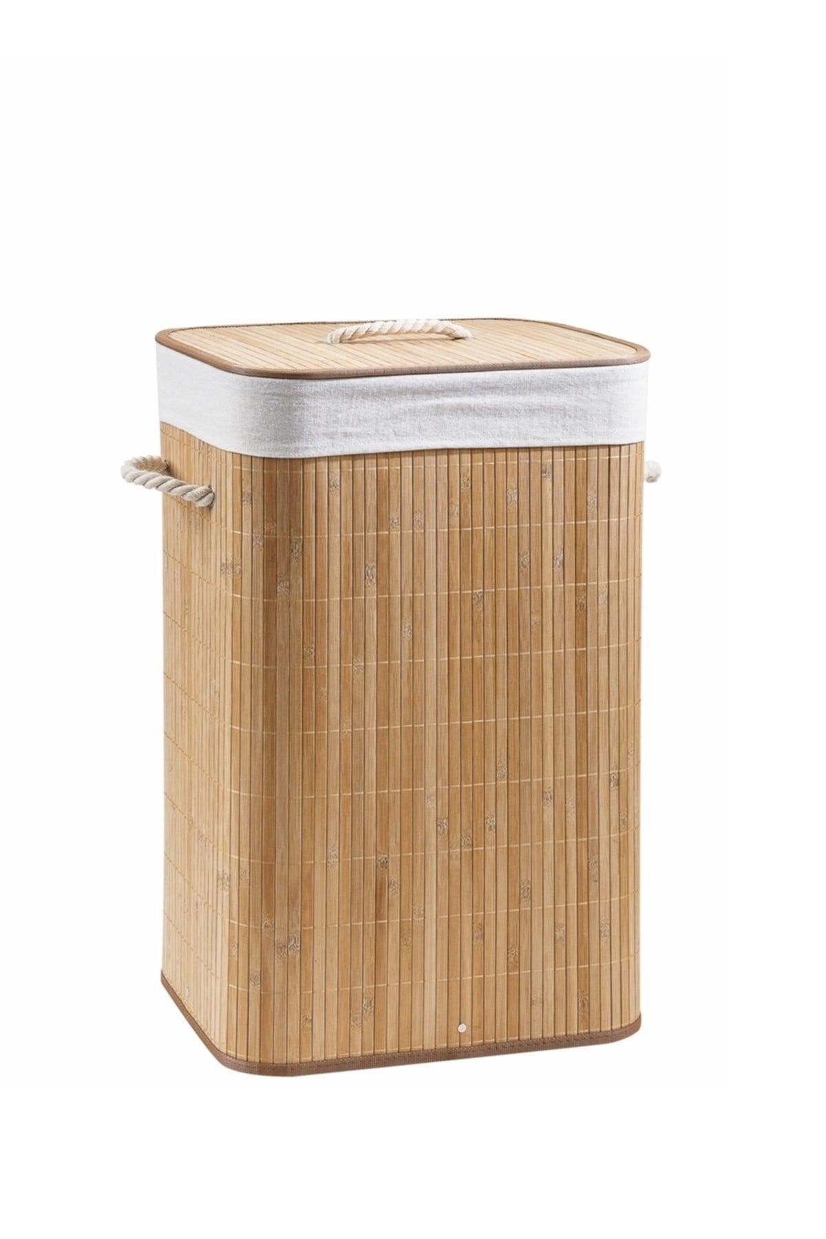 Folding Bamboo Bathroom Laundry Basket