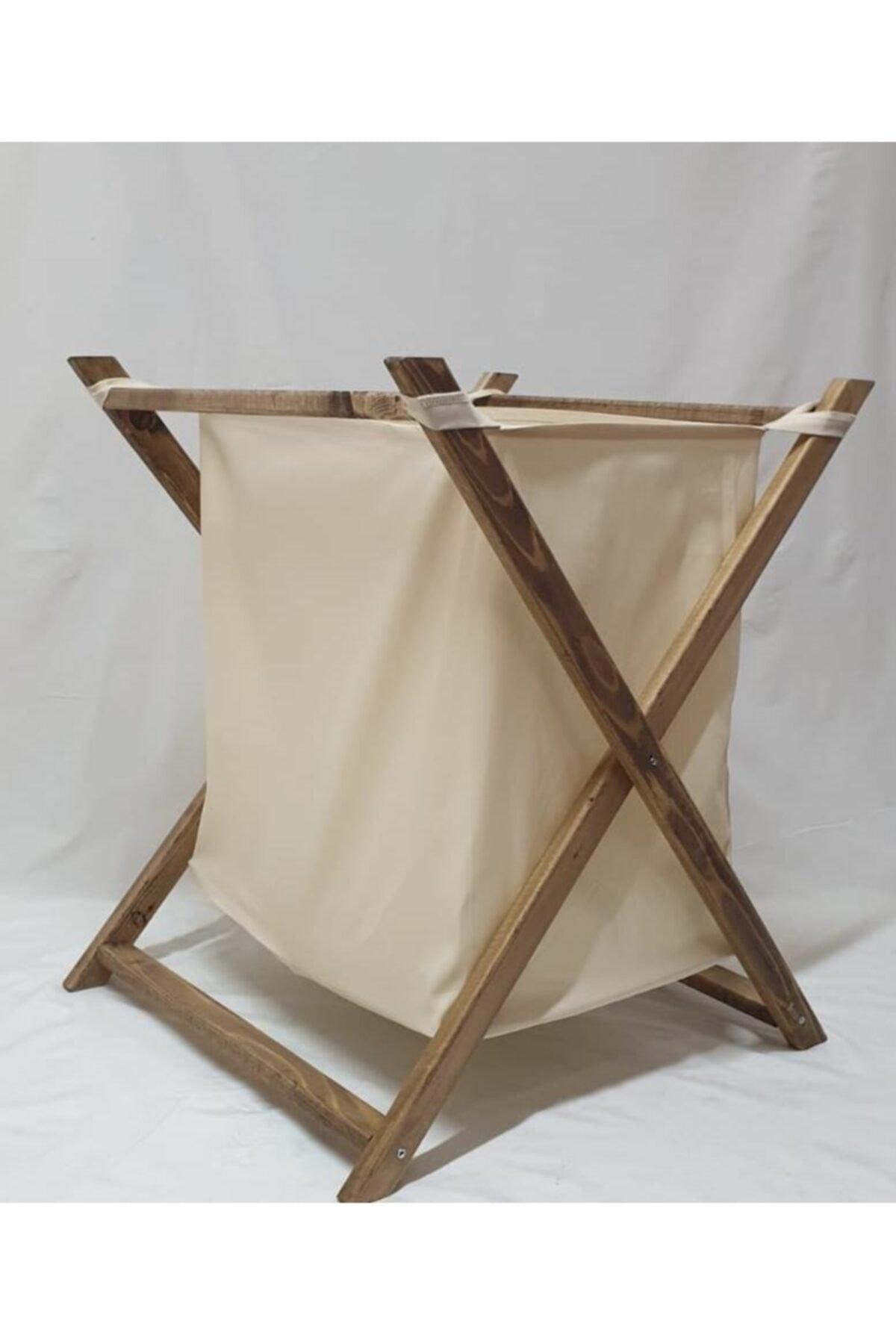 Folding Wooden Decorative Laundry Basket And