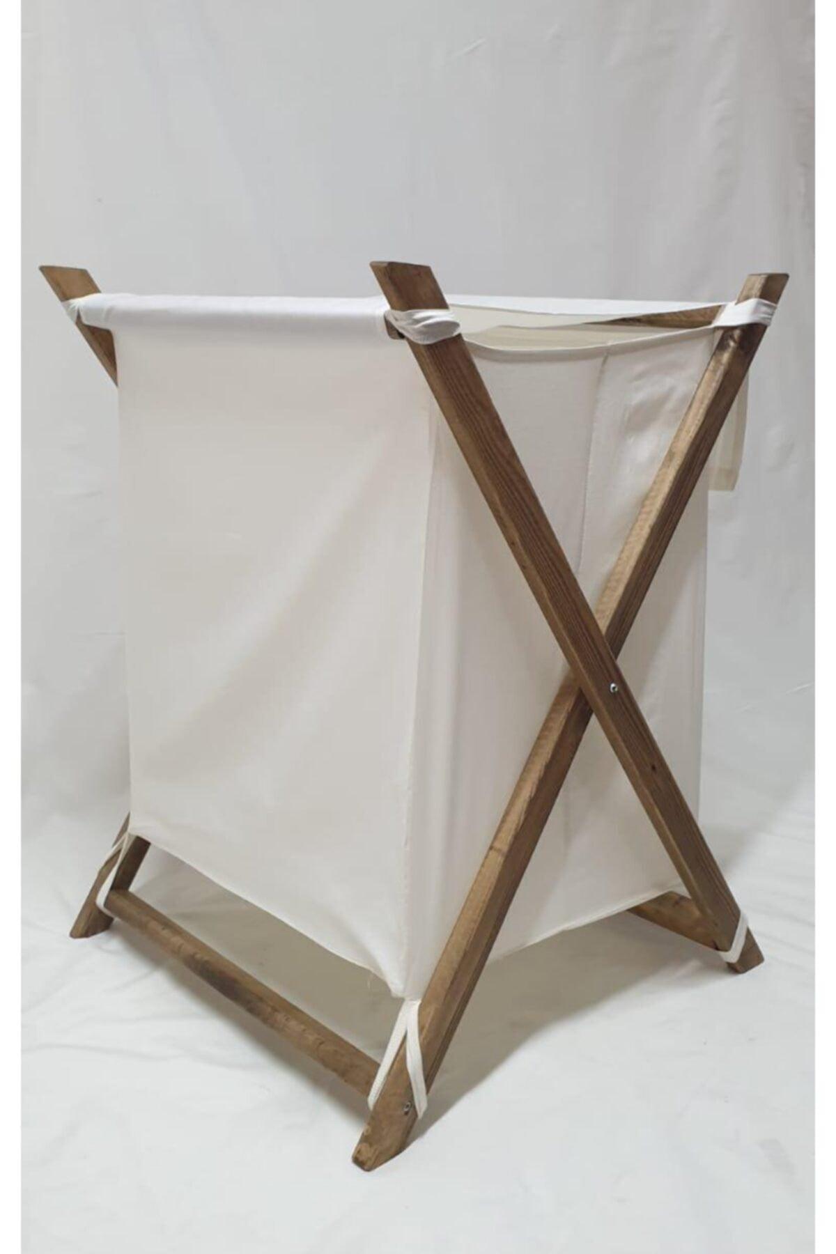 Folding Wooden Decorative Laundry Basket Double