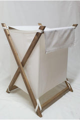 Folding Wooden Decorative Laundry Basket Double