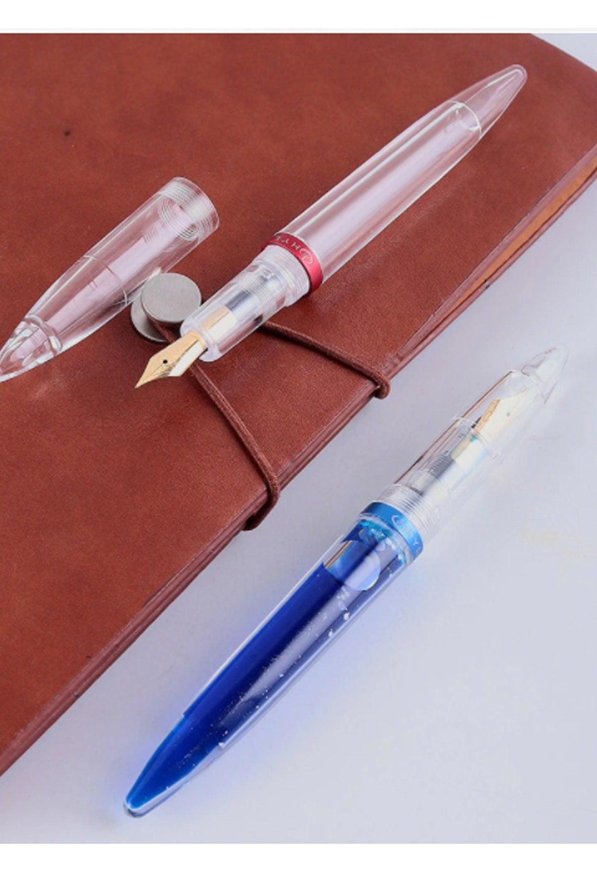 Fountain Pen Acrylic Transparent - F Tip (syringe