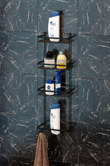 Four Tiers Hooked Bathroom Shelf Black Es060h - Swordslife