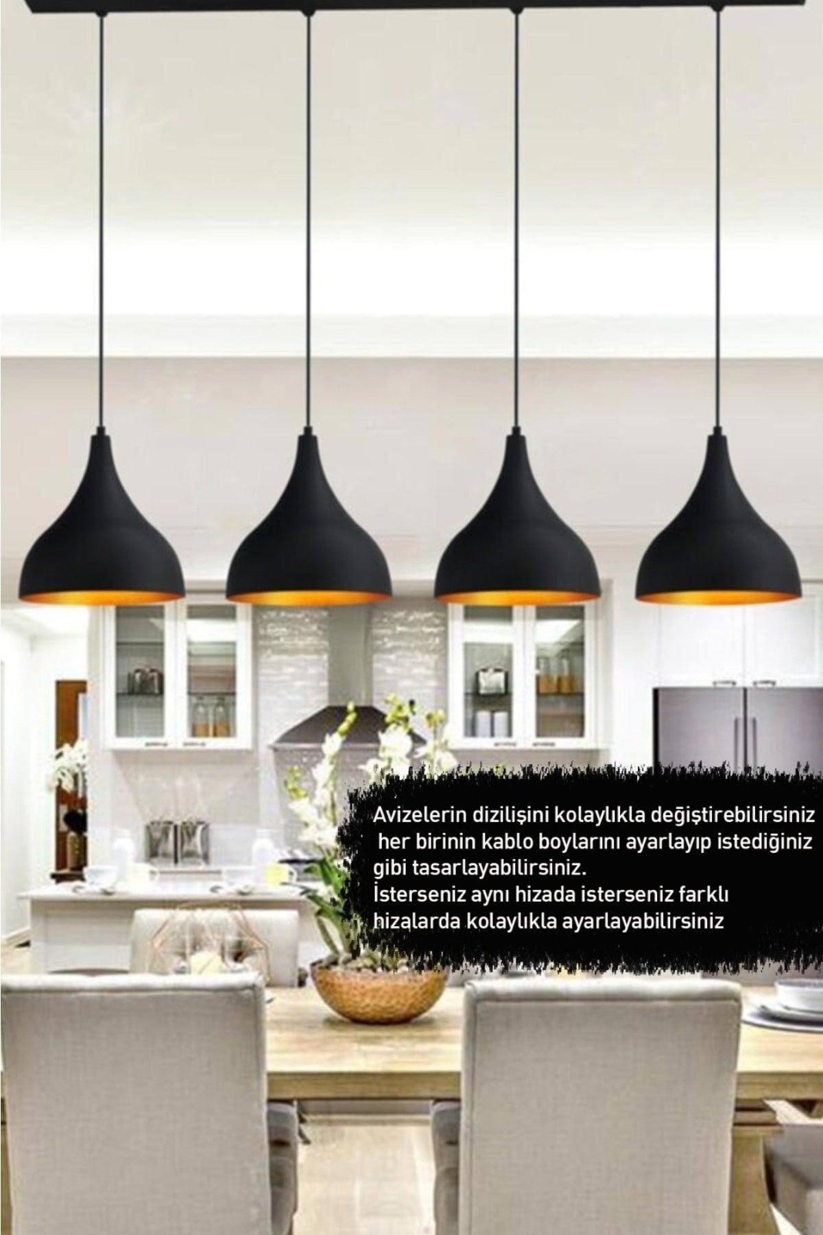 Quad Long Black Pendant Lamp Chandelier Living Room Dining Table Living Room Meeting Room Chandeliers Hallway - Swordslife