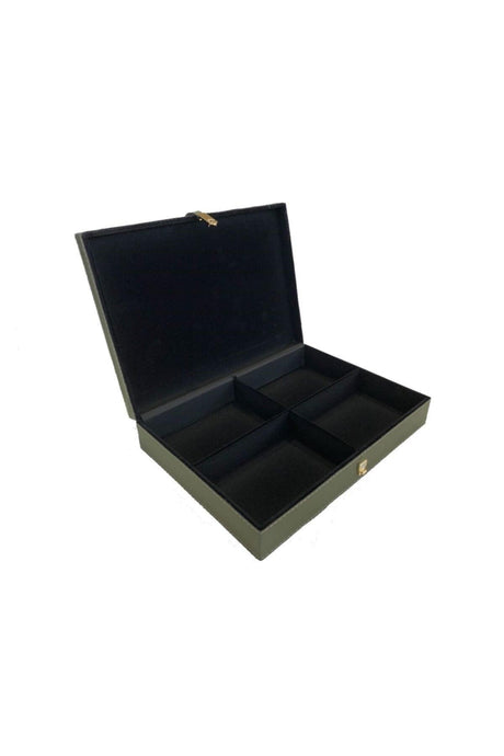 Four Compartments Accessory Jewelry Leather Covered Box