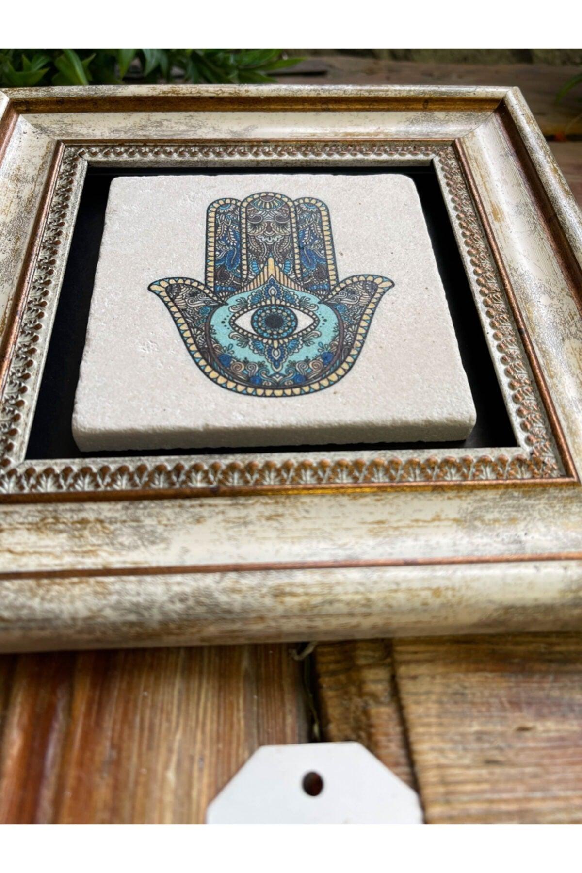 Framed Stone Wall Decor 20 X 20 cm Fatma Ana Hand - Swordslife