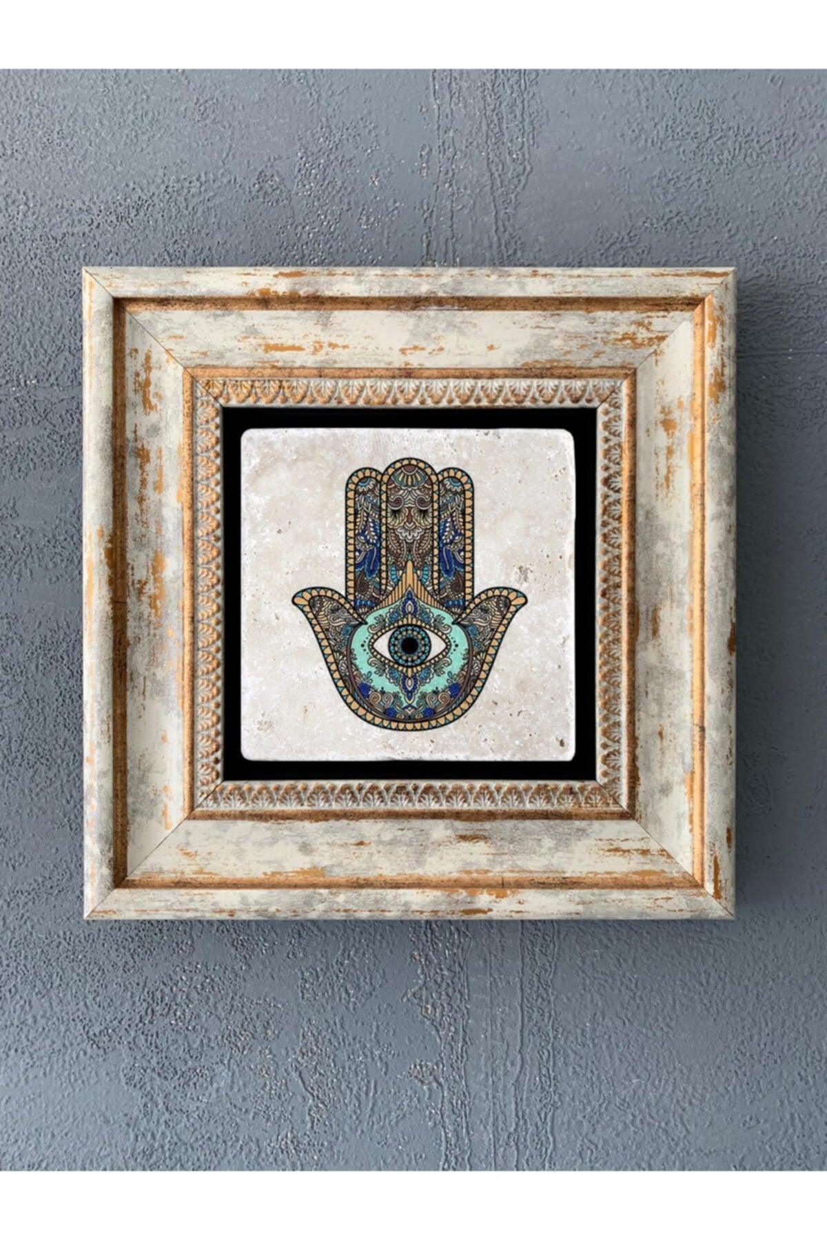 Framed Stone Wall Decor 20 X 20 cm Fatma Ana Hand - Swordslife