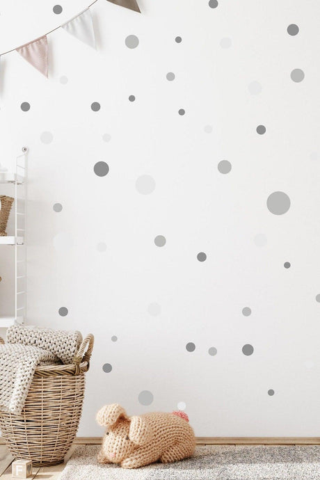 Smoked Gray Color Polka Dot Decorative Wall Sticker - Swordslife