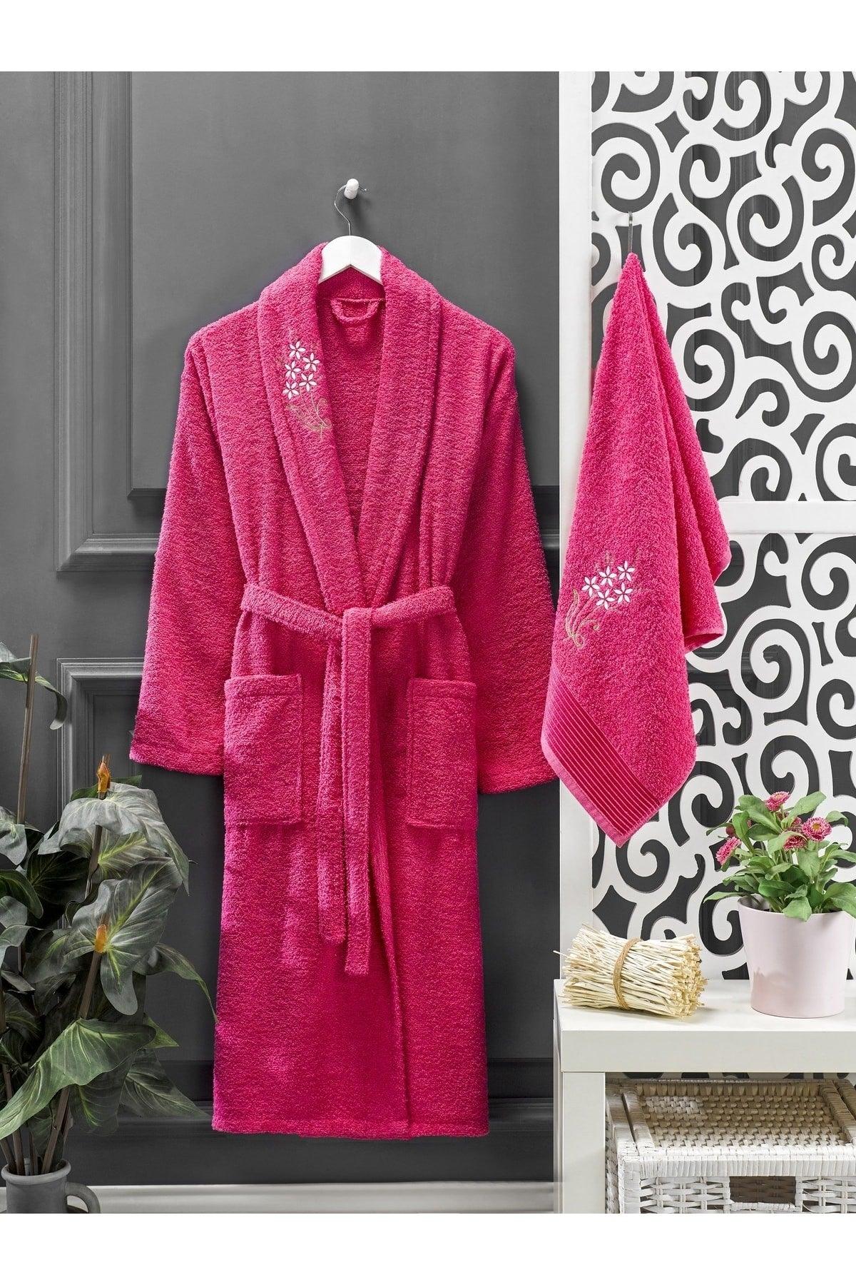 Fuchsia Towel Bathrobe Set of 2