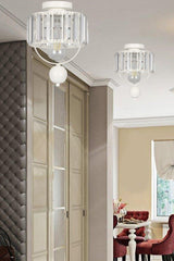 Gallon Single Lux Crystal White Ceiling Mount Chandelier - Swordslife