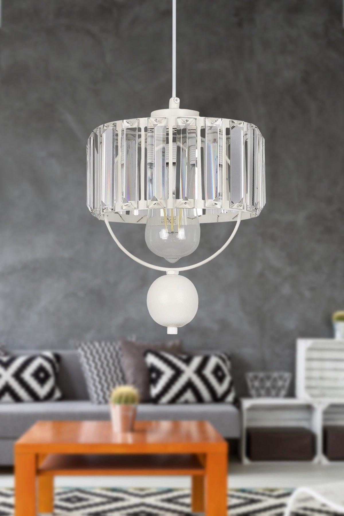 Gallon Single Lux Crystal White Pendant Chandelier - Swordslife