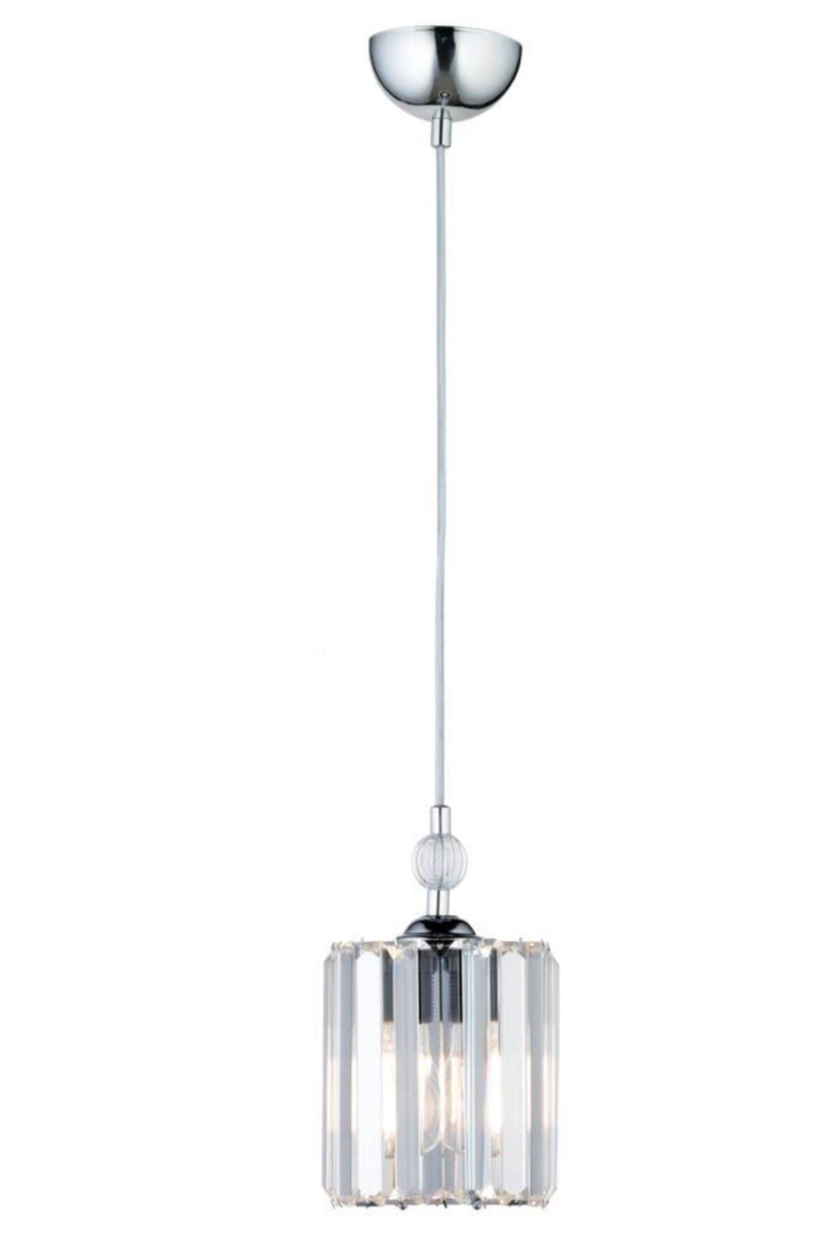 Dolunay Single Y-15 Chrome Stone Installation Chandelier