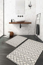 Geometric Line Motif Gray White Bath Mat - Swordslife