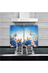 Glass Stove Protector And Cutting Tray Butterfly (60cm X 52cm) 2 Pieces, 4 Cookers - Swordslife