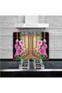 Glass Stove Protector And Cutting Tray Green Pink Flowers (60cm X 52cm) 2 Pieces, 4 Cookers - Swordslife