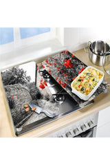 Glass Stove Protector And Cutting Tray Red