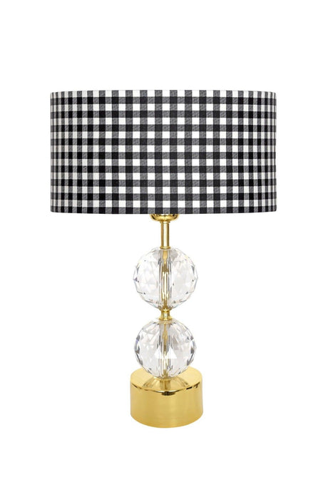 Gld-krs01 Gold Footed Crystal Lampshade - Black Plaid - Swordslife