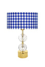 Gld-krs01 Gold Footed Crystal Lampshade - Blue Plaid - Swordslife