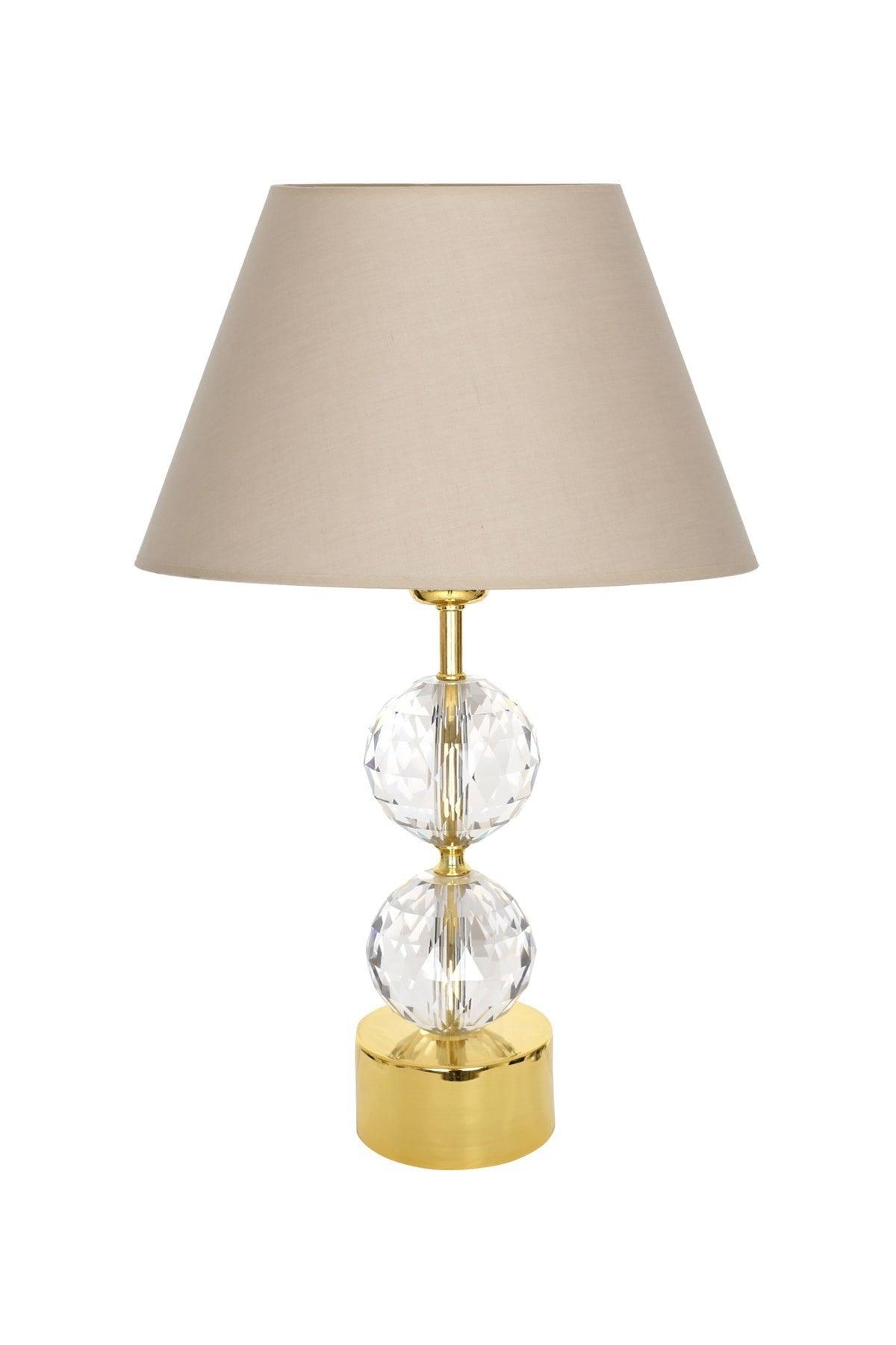 Gld-krs01 Gold Footed Crystal Lampshade - Cream - Swordslife