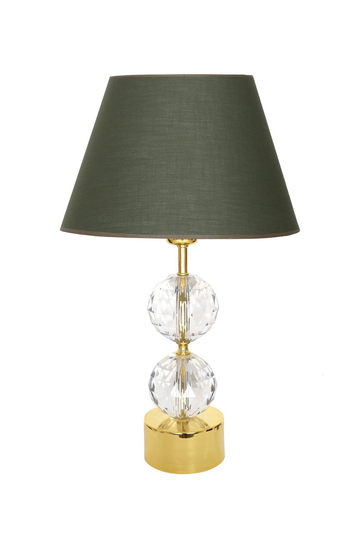 Gld-krs01 Gold Footed Crystal Lampshade - Khaki - Swordslife